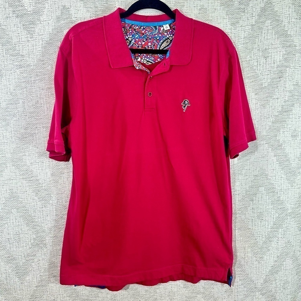 Robert Graham lucifer pink polo with mushroom size L
